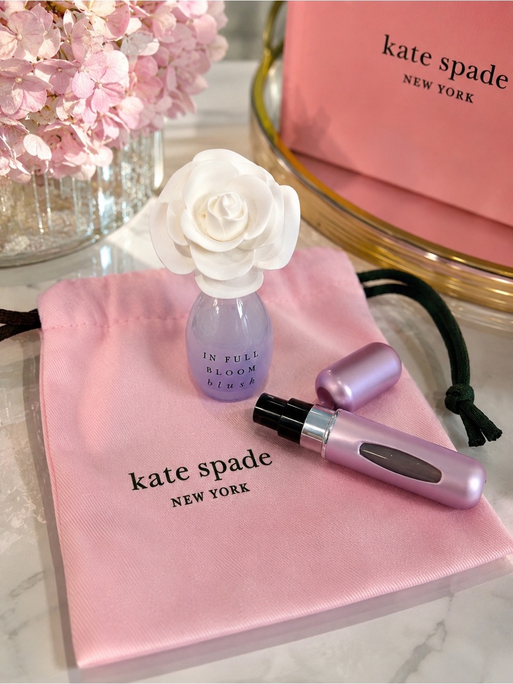 Kate Spade Jewelry Pouch + Full Bloom Mini EDP & Travel Atomizer Gift Set in Box